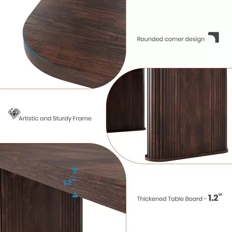 Spacious 62 Modern Dining Table for 6-8  Rectangular Black Walnut Tabletop  Sturdy Pedestal Legs  Ideal for Kitchen, Dining Room, or Conference