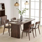Spacious 62 Modern Dining Table for 6-8  Rectangular Black Walnut Tabletop  Sturdy Pedestal Legs  Ideal for Kitchen, Dining Room, or Conference