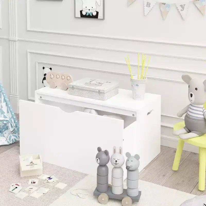 JVNOXK Kids Toy Storage Organizer with Rolling Drawer, Wooden Toy Chest with Wheels, Large Pull-Out Bin for Nursery Playroom Bedroom