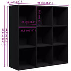 vidaXL Bookcase Black Engineered wood Medium Bookcase Rectangular