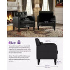 TYBOATLE Mid-Century Faux Leather Accent Chair with Hidden Storage, Tufted Armchair with Side Pockets & Lumbar Pillow for Living Room Office
