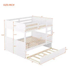 FAMYYT Full Size Bunk Bed With Twin Size Trundle, Easy Assembly, White