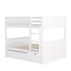 FAMYYT Full Size Bunk Bed With Twin Size Trundle, Easy Assembly, White