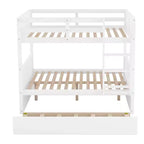 FAMYYT Full Size Bunk Bed With Twin Size Trundle, Easy Assembly, White