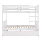 FAMYYT Full Size Bunk Bed With Twin Size Trundle, Easy Assembly, White