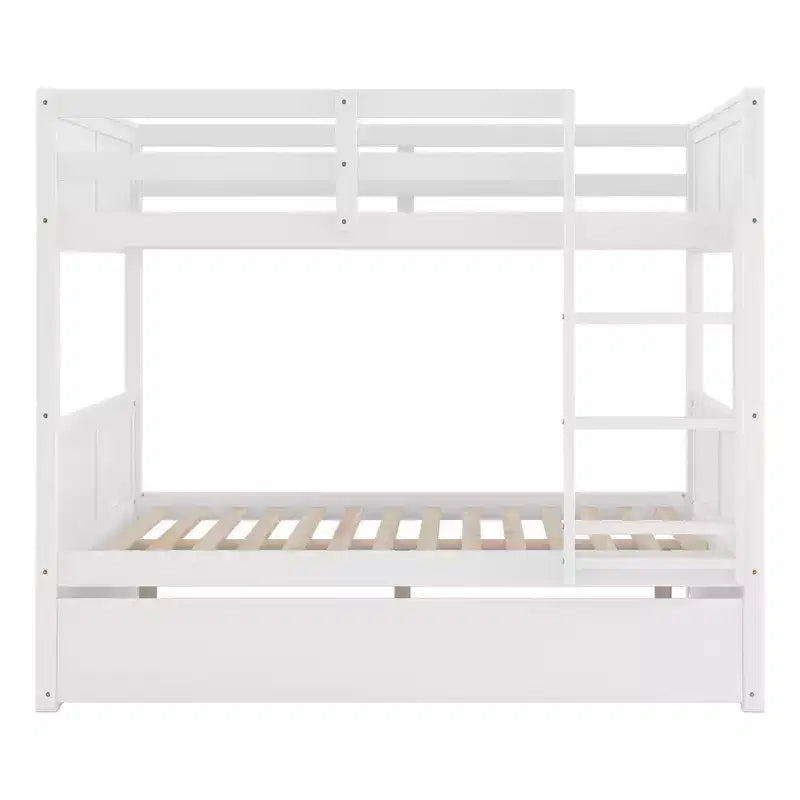 FAMYYT Full Size Bunk Bed With Twin Size Trundle, Easy Assembly, White