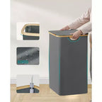 SONGMICS Laundry Hamper, Laundry Basket with Lid, Foldable Storage Basket, Bamboo Frame, Oxford Fabric, 37 Gal. (140 L)