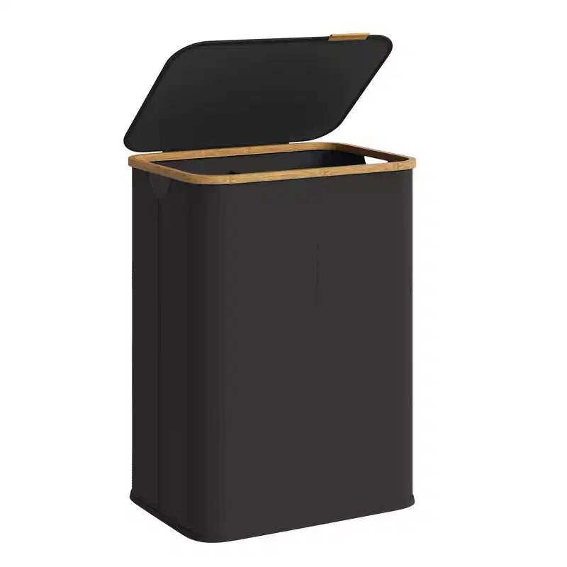 SONGMICS Laundry Hamper, Laundry Basket with Lid, Foldable Storage Basket, Bamboo Frame, Oxford Fabric, 37 Gal. (140 L)