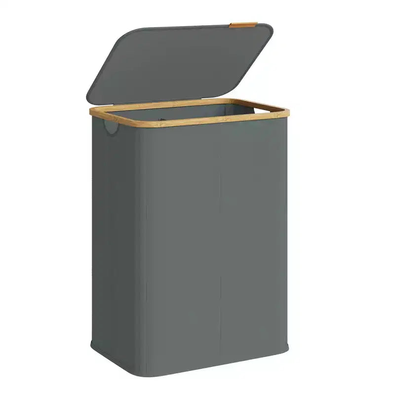 SONGMICS Laundry Hamper, Laundry Basket with Lid, Foldable Storage Basket, Bamboo Frame, Oxford Fabric, 37 Gal. (140 L)