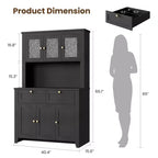 Tall Pantry Cabinet with Charging Station, Modern Kitchen Storage Cabinet with Countertop, Drawers and Adjustable Shelves