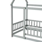 MAYEERTY King Bunk Bed Safety Rail Soft-Close Drawers Solid Rubberwood