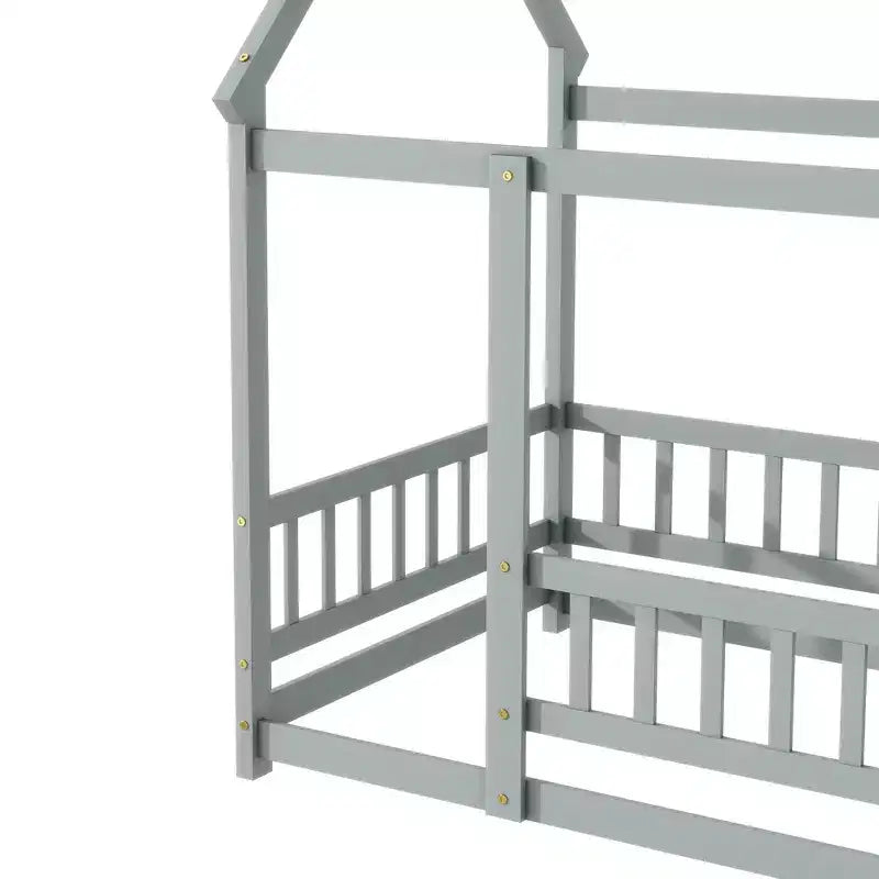 MAYEERTY King Bunk Bed Safety Rail Soft-Close Drawers Solid Rubberwood