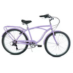 NAYSAYE 7-Speed Beach Cruiser Bike Steel Frame Alloy Wheels V-Brakes for Men Women Leisure, Purple,White, 67.8*42.51*28.74