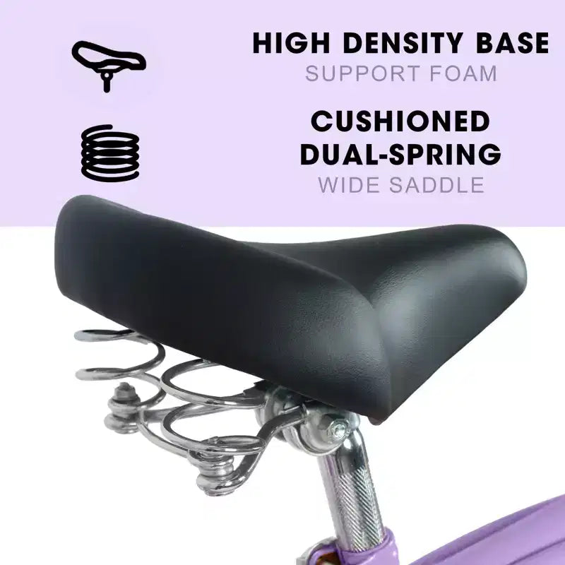 NAYSAYE Bicicletta da Spiaggia Cruiser a 7 Velocità con Telaio in Acciaio, Cerchi in Lega, Freni V-Brake per Uomini e Donne, per il Tempo Libero, Viola, Bianco, 67.8*42.51*28.74