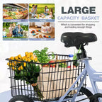Triciclo Pieghevole per Adulti NAYSAYE con Cestino, Telaio in Acciaio Pieghevole, Grande Capacità di Carico per Shopping all'Aperto e Viaggi, Blu, 53.54*23.23*39.49