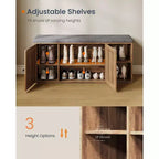 SONGMICS HOME Storage Bench, Superfast Toolless Assembly, Shoe Rack Cabinet with Door & Adjustable Shelf, Rustic White and Slate Gray