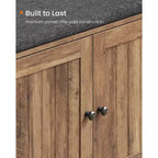 SONGMICS HOME Storage Bench, Superfast Toolless Assembly, Shoe Rack Cabinet with Door & Adjustable Shelf, Rustic White and Slate Gray