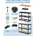 Adjustable Shelving, Metal Storage Shelving, Heavy Duty Garage Shelving Adjustable Garage Shelves, Metal Storage Utility Racks for Warehouse, Pantry
