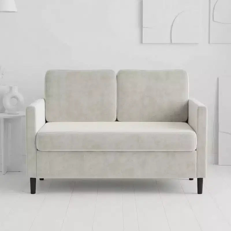 51 Loveseat Sofa, Breathable Faux Linen 2-Seater Couch w/ Wide Backrest & Padded Seats, Compact Wood Frame for Small Spaces & Apartment