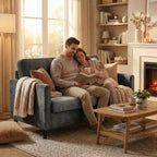 51 Loveseat Sofa, Breathable Faux Linen 2-Seater Couch w/ Wide Backrest & Padded Seats, Compact Wood Frame for Small Spaces & Apartment