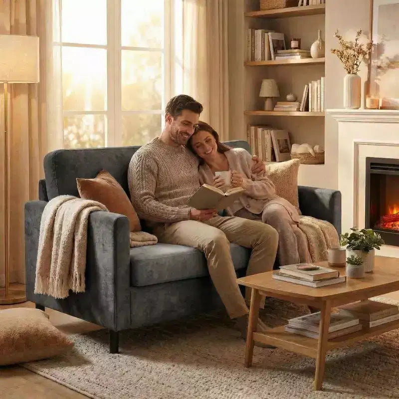 51 Loveseat Sofa, Breathable Faux Linen 2-Seater Couch w/ Wide Backrest & Padded Seats, Compact Wood Frame for Small Spaces & Apartment