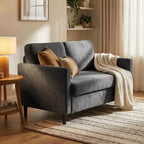 51 Loveseat Sofa, Breathable Faux Linen 2-Seater Couch w/ Wide Backrest & Padded Seats, Compact Wood Frame for Small Spaces & Apartment
