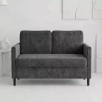 51 Loveseat Sofa, Breathable Faux Linen 2-Seater Couch w/ Wide Backrest & Padded Seats, Compact Wood Frame for Small Spaces & Apartment