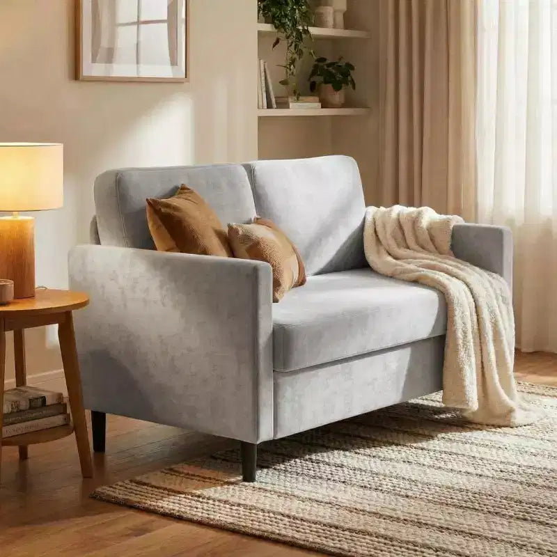 51 Loveseat Sofa, Breathable Faux Linen 2-Seater Couch w/ Wide Backrest & Padded Seats, Compact Wood Frame for Small Spaces & Apartment