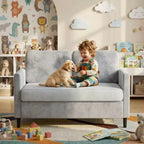 51 Loveseat Sofa, Breathable Faux Linen 2-Seater Couch w/ Wide Backrest & Padded Seats, Compact Wood Frame for Small Spaces & Apartment