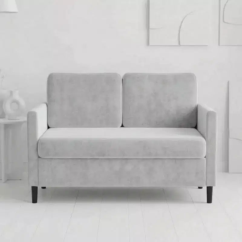 51 Loveseat Sofa, Breathable Faux Linen 2-Seater Couch w/ Wide Backrest & Padded Seats, Compact Wood Frame for Small Spaces & Apartment