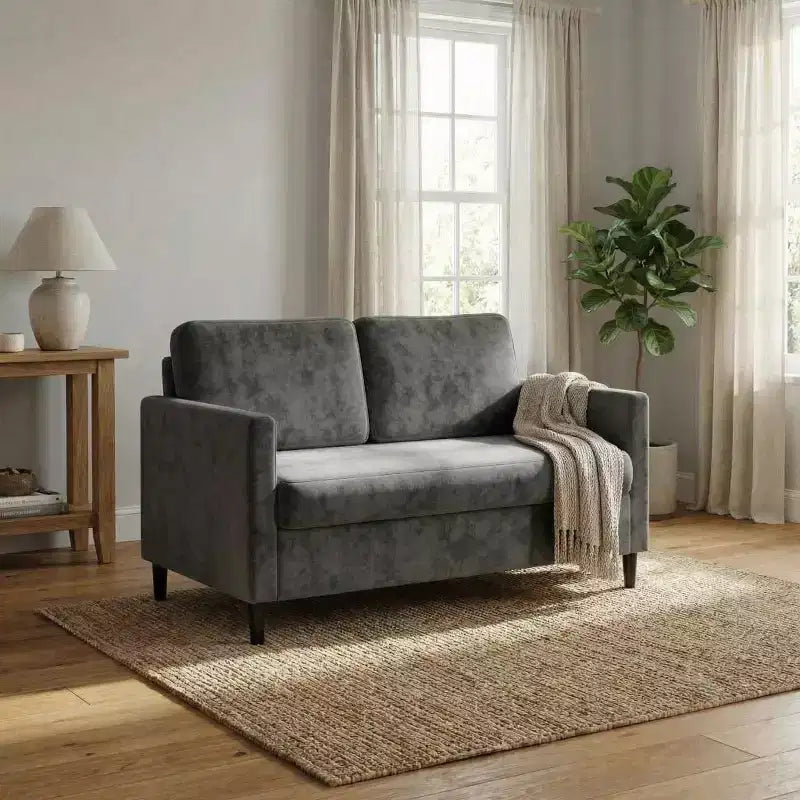 51 Loveseat Sofa, Breathable Faux Linen 2-Seater Couch w/ Wide Backrest & Padded Seats, Compact Wood Frame for Small Spaces & Apartment