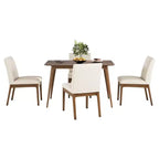 Set da pranzo moderno in legno per 4 persone, 5 pezzi, tavolo rettangolare con 4 sedie imbottite per sala da pranzo e cucina, beige chiaro, noce