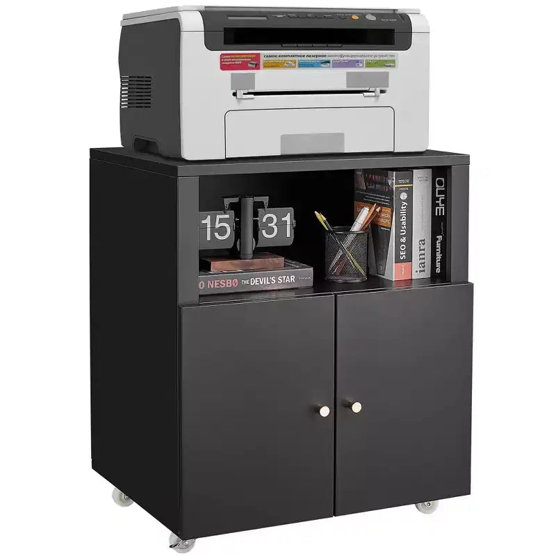 Heavy Duty Rolling Storage Cabinet with 2 Doors & Storage Shelf, Under Desk Metal File Cabinet for Garage Home Office
