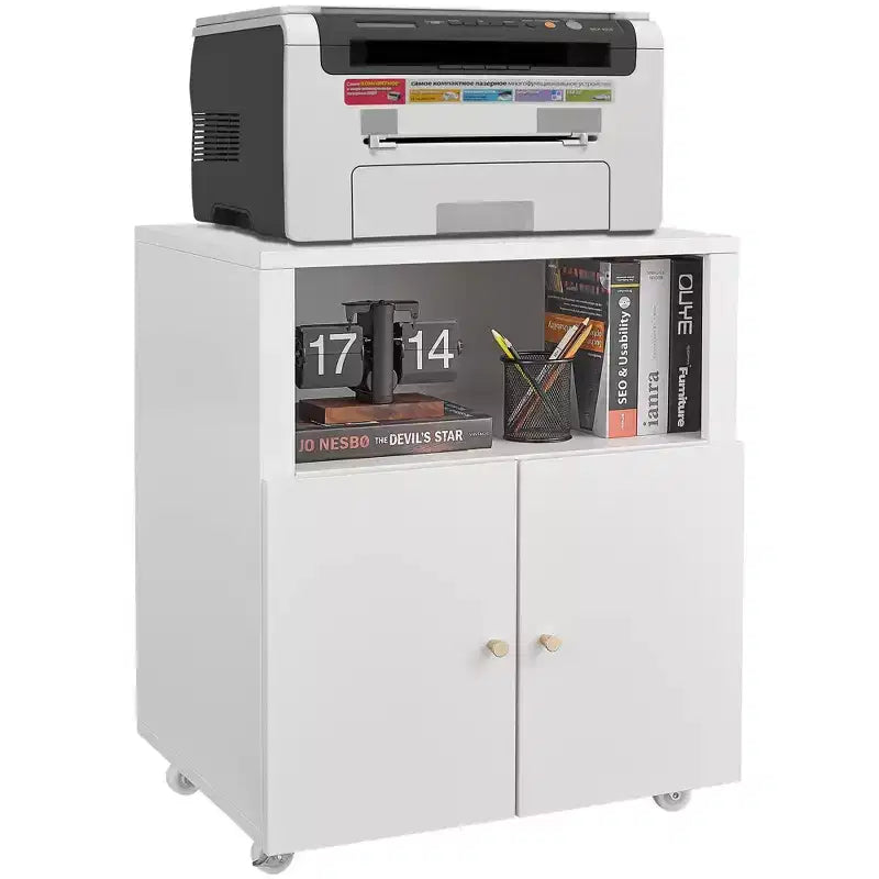 Heavy Duty Rolling Storage Cabinet with 2 Doors & Storage Shelf, Under Desk Metal File Cabinet for Garage Home Office