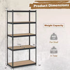 Gymax 2PCS 5-Tier Garage Shelving Unit 2200 LBS Heavy Duty Metal Storage Shelves