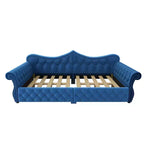 ModernLuxe Queen Size Upholstered Daybed with LED Lighting, Nailhead Trim & Tufted Linen Back