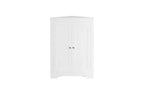 Floor Corner Cabinet with 2 Doors and Adjustable Shelves, Freestanding Storage Organizer, White