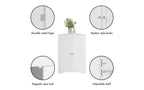 Floor Corner Cabinet with 2 Doors and Adjustable Shelves, Freestanding Storage Organizer, White