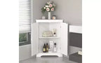 Floor Corner Cabinet with 2 Doors and Adjustable Shelves, Freestanding Storage Organizer, White