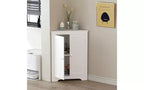 Floor Corner Cabinet with 2 Doors and Adjustable Shelves, Freestanding Storage Organizer, White