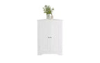 Floor Corner Cabinet with 2 Doors and Adjustable Shelves, Freestanding Storage Organizer, White