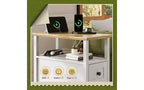 DEXYLLO Narrow Side Table with Charging Station, Wooden End Table with 2 Drawers, End Tables Living Room, Bedroom, Small Space