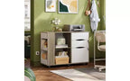 DEXYLLO File Cabinet with Lock, 3 Drawer Rolling Mobile Lateral Filing Cabinets with Charging Station Printer Stand with Open Storage