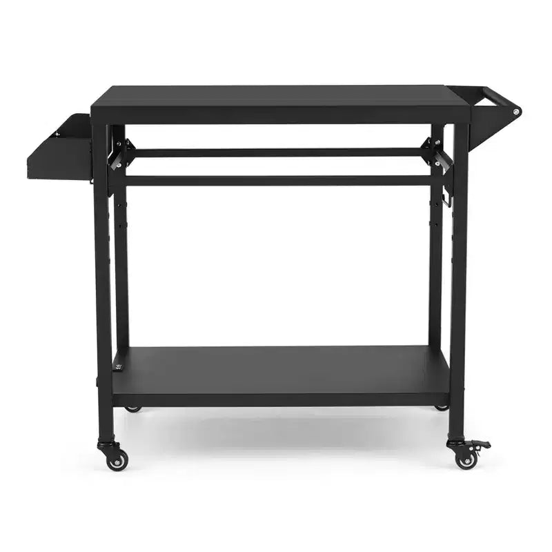 Outdoor Grill Cart with Lockable Wheels, Storage Tray, Side Handle for Patio, Backyard, Camping