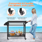 Outdoor Grill Cart with Lockable Wheels, Storage Tray, Side Handle for Patio, Backyard, Camping
