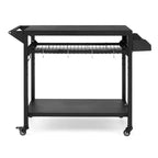 Outdoor Grill Cart with Lockable Wheels, Storage Tray, Side Handle for Patio, Backyard, Camping