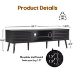 JVNOXK Mid Century Modern TV Stands for up to 70 TV with Storage, Fluted Wood TV Stand for Living Room, Boho Media Console,Dark Walnut