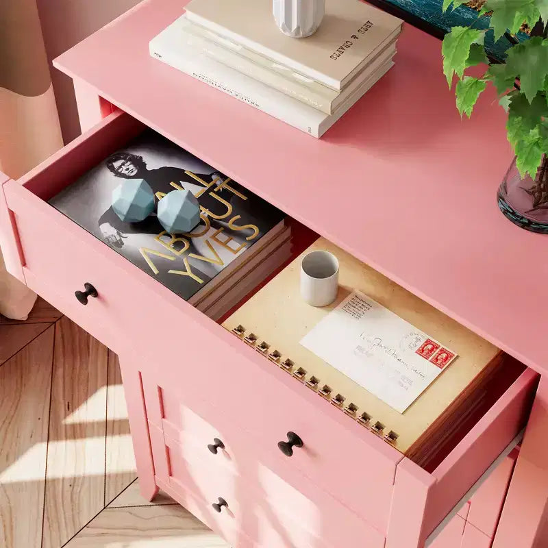 Comò a 5 cassetti per camera da letto, cassettiera alta moderna con maniglie in metallo, mobile contenitore in legno per armadio, soggiorno, corridoio