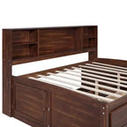 FAMYYT Full Size Wooden Captain Bed?With Built-in Storage Shelves, 4 Drawers and 2 Cabinets, Easy Assembly