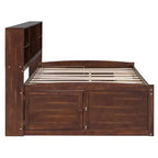 FAMYYT Full Size Wooden Captain Bed?With Built-in Storage Shelves, 4 Drawers and 2 Cabinets, Easy Assembly